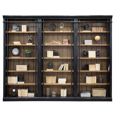 Toulouse Three 8' Tall Bookcase Wall With Ladder In Black