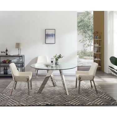 Tower Chrome Round Dining Room Set
