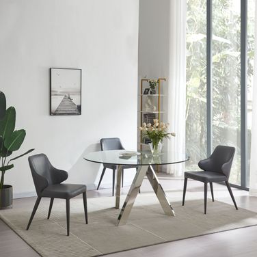Tower Chrome Round Dining Room Set