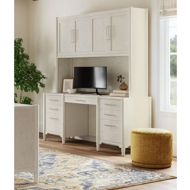 Towne Modern Wood Desk with Hutch In White