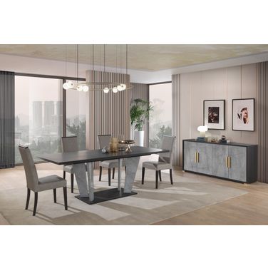 Travertine Dining Table In Grey and Oak