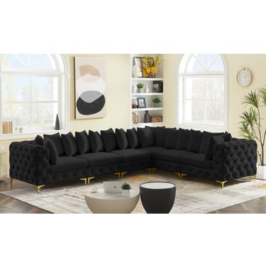 Tremblay Velvet 6 Piece Modular Sectional In Black