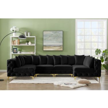 Tremblay Velvet 6 Piece Modular Sectional In Black