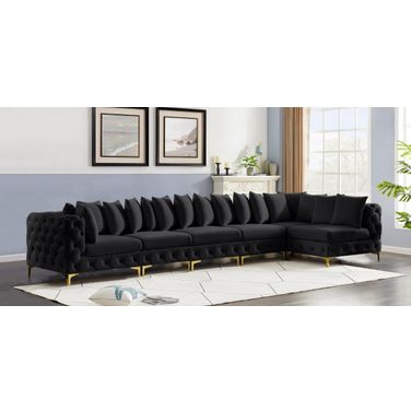 Tremblay Velvet 6 Piece Modular Sectional In Black