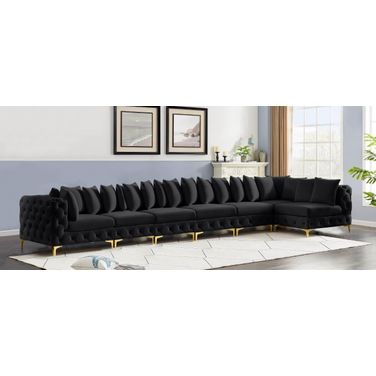 Tremblay Velvet 7 Piece Modular Sectional In Black