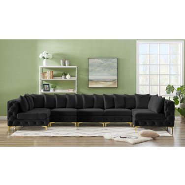 Tremblay Velvet 7 Piece Modular Sectional In Black