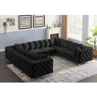 Tremblay Velvet 8 Piece Modular Sectional In Black