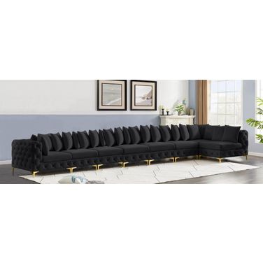 Tremblay Velvet 8 Piece Modular Sectional In Black