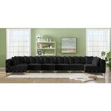 Tremblay Velvet 8 Piece Modular Sectional In Black