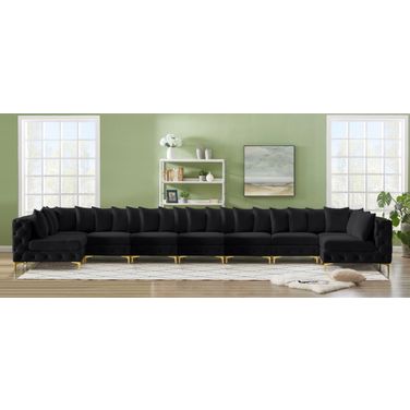 Tremblay Velvet 9 Piece Modular Sectional In Black