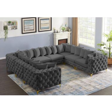 Tremblay Velvet 8 Piece Modular Sectional In Grey