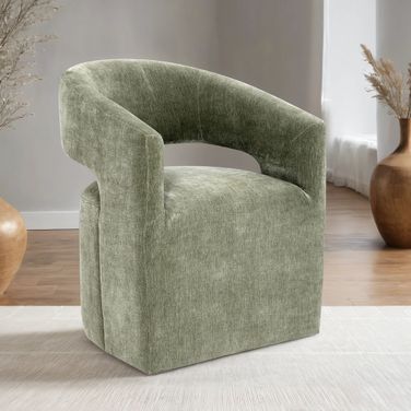 Tresa Dining Arm Chair with Casters In Green
