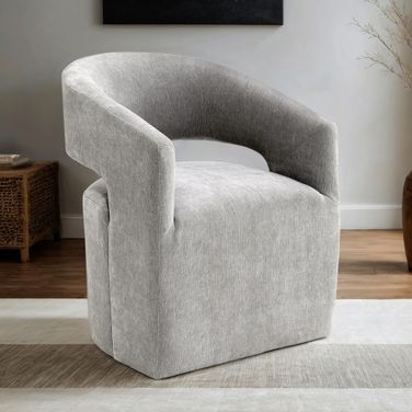Tresa Dining Arm Chair with Casters In Light Gray
