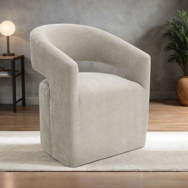 Tresa Dining Arm Chair with Casters In Taupe
