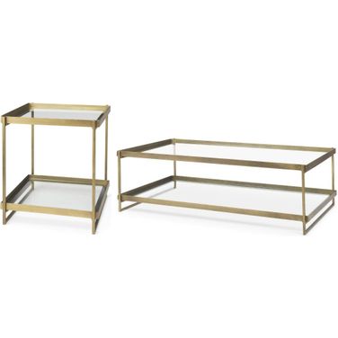 Trey Metal Occasional Table Set In Gold