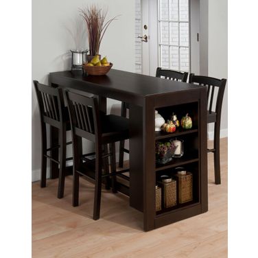 Tribeca 5 Piece Counter Height 48 Inch Dining Room Set with Cross Back Barstools and Storage In Merlot