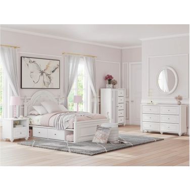 Trindura Upholstered Panel Storage Bedroom Sets In White