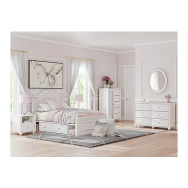 Trindura Youth Upholstered Panel Bedroom Set In White