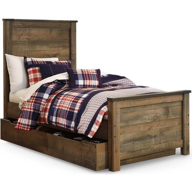 Trinell Brown Twin Storage Panel Bed
