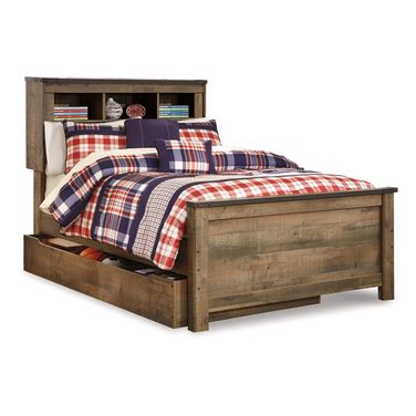Trinell Full Bookcase Bed with Storage In Brown