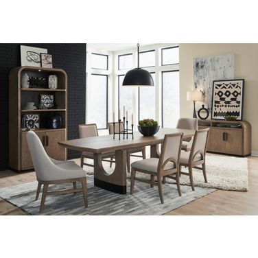 Tristan Extendable Trestle Dining Set In Swiss Coffee