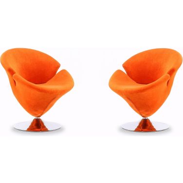 Tulip Swivel Accent Chair in Orange and Polished Chrome (Set of 2)