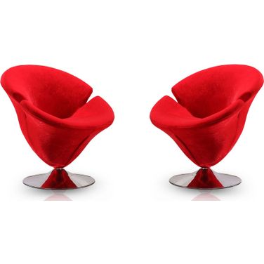Tulip Swivel Accent Chair in Red and Polished Chrome (Set of 2)