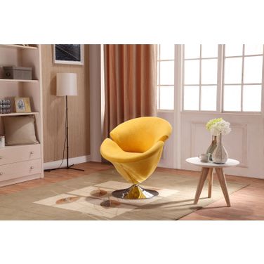 Tulip Swivel Accent Chair in Yellow and Polished Chrome by Manhattan Comfort 1StopBedrooms