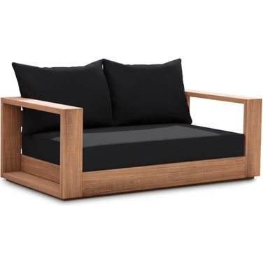 Tulum Water Resistant Fabric Outdoor Loveseat In Black