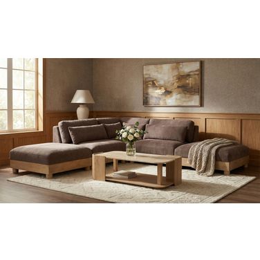 Turin 120 Inch Chenille Fabric Upholstered 5-Piece Modular Sectional In Brown