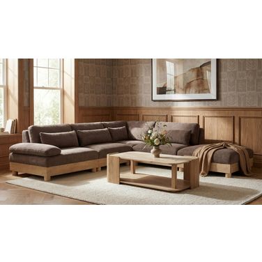 Turin 120 Inch Chenille Fabric Upholstered 5-Piece Modular Sectional In Brown