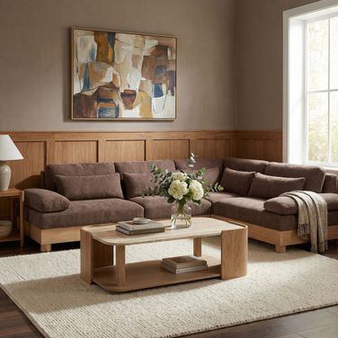 Turin 127.75 Inch Chenille Fabric Upholstered 4-Piece Modular Sectional In Brown