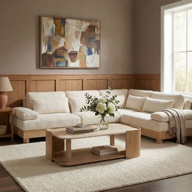 Turin 127.75 Inch Chenille Fabric Upholstered 4-Piece Modular Sectional In Cream