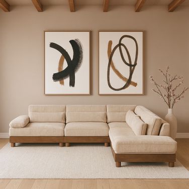Turin 127.75 Inch Chenille Fabric Upholstered 5-Piece Modular Sectional In Beige