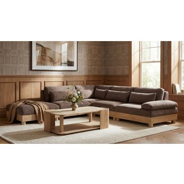 Turin 127.75 Inch Chenille Fabric Upholstered 5-Piece Modular Sectional In Brown