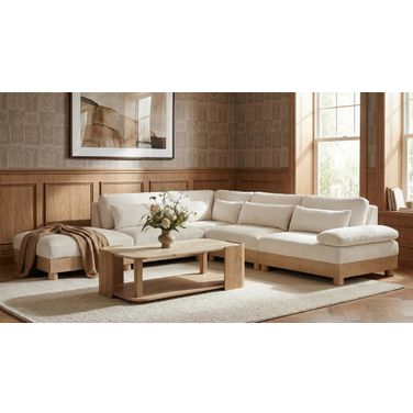 Turin 127.75 Inch Chenille Fabric Upholstered 5-Piece Modular Sectional In Cream