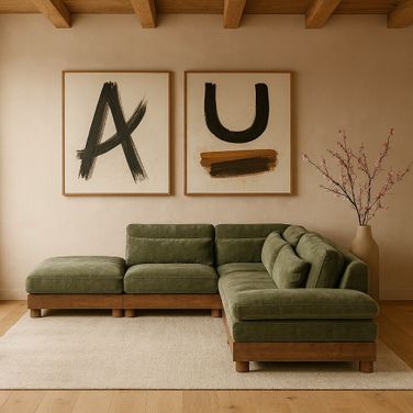 Turin 127.75 Inch Chenille Fabric Upholstered 5-Piece Modular Sectional In Green