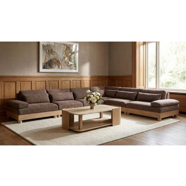 Turin 167.75 Inch Chenille Fabric Upholstered 6-Piece Modular Sectional In Brown