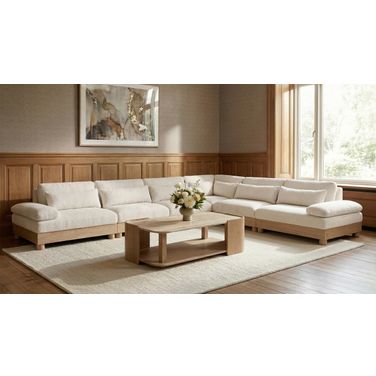 Turin 167.75 Inch Chenille Fabric Upholstered 6-Piece Modular Sectional In Cream