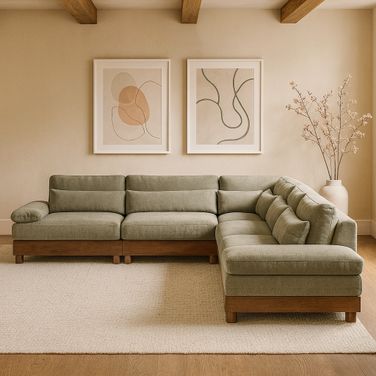 Turin 167.75 Inch Chenille Fabric Upholstered 6-Piece Modular Sectional In Green