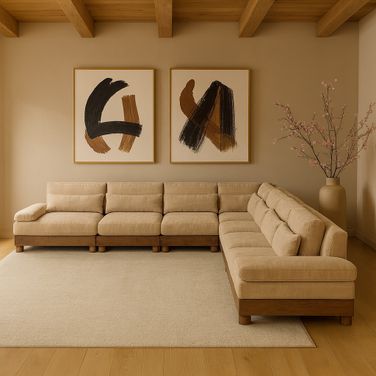 Turin 167.75 Inch Chenille Fabric Upholstered 7-Piece Modular Sectional In Beige