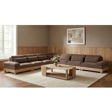 Turin 167.75 Inch Chenille Fabric Upholstered 7-Piece Modular Sectional In Brown