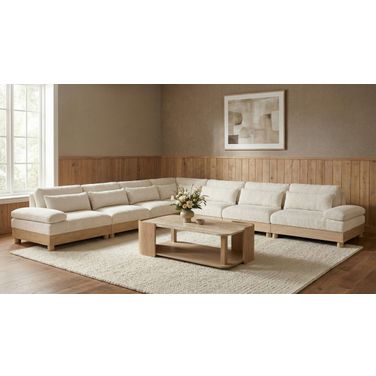 Turin 167.75 Inch Chenille Fabric Upholstered 7-Piece Modular Sectional In Cream