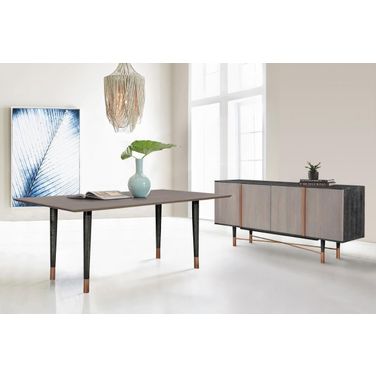 Turin Rustic 2 Piece Set With Dining Table And Sideboard In Black Brushed