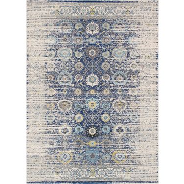 Turkish Chelsea Design Area Rug-10' x 14' In Navy and Ivory