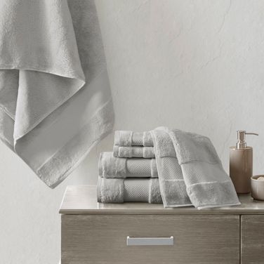 Turkish Cotton 6 Piece Bath Towel Set In Grey