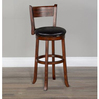 Tuscany Swivel Barstool with Cushion Seat and Back Set of 2 In Vintage Mocha