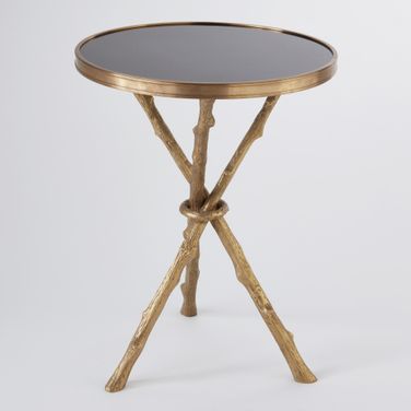 Twig Table In Brass With Black Granite