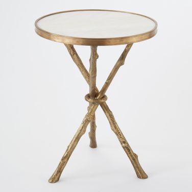 Twig Table In Brass With White Marble