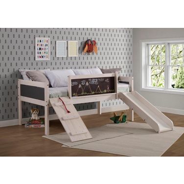 Twin Art Play Junior Low Loft White Wash Dark Grey